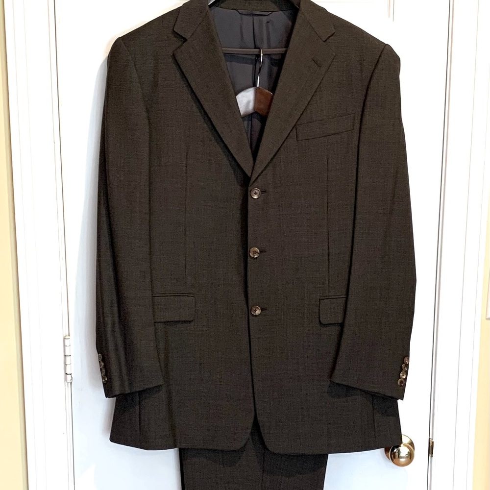 Hickey Freeman vintage suit dark heather grey/fine check 42XL